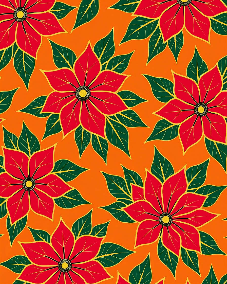 Vibrant Red Floral Garden Rug
