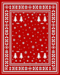 Festive Red Snowflake Christmas Trees Rug