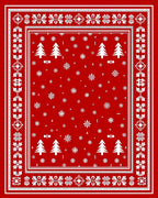 Festive Red Snowflake Christmas Trees Rug
