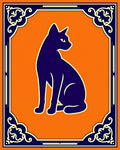 Orange Cat Silhouettes In Dark Frame Rug