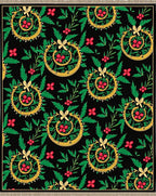 Black Gold Floral Swirl Red Berry Rug