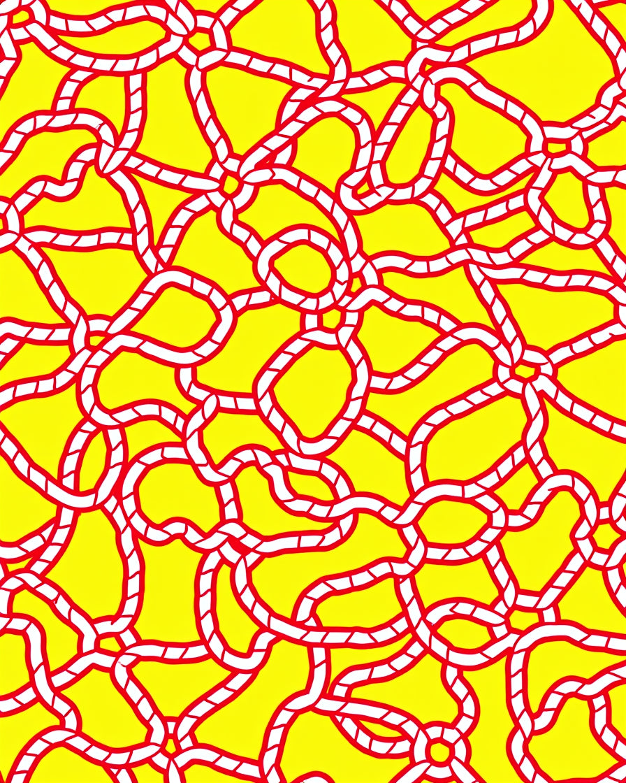 Bold Yellow Red Rope Maze Rug