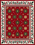Red Green Gold Floral Medallion Border Rug