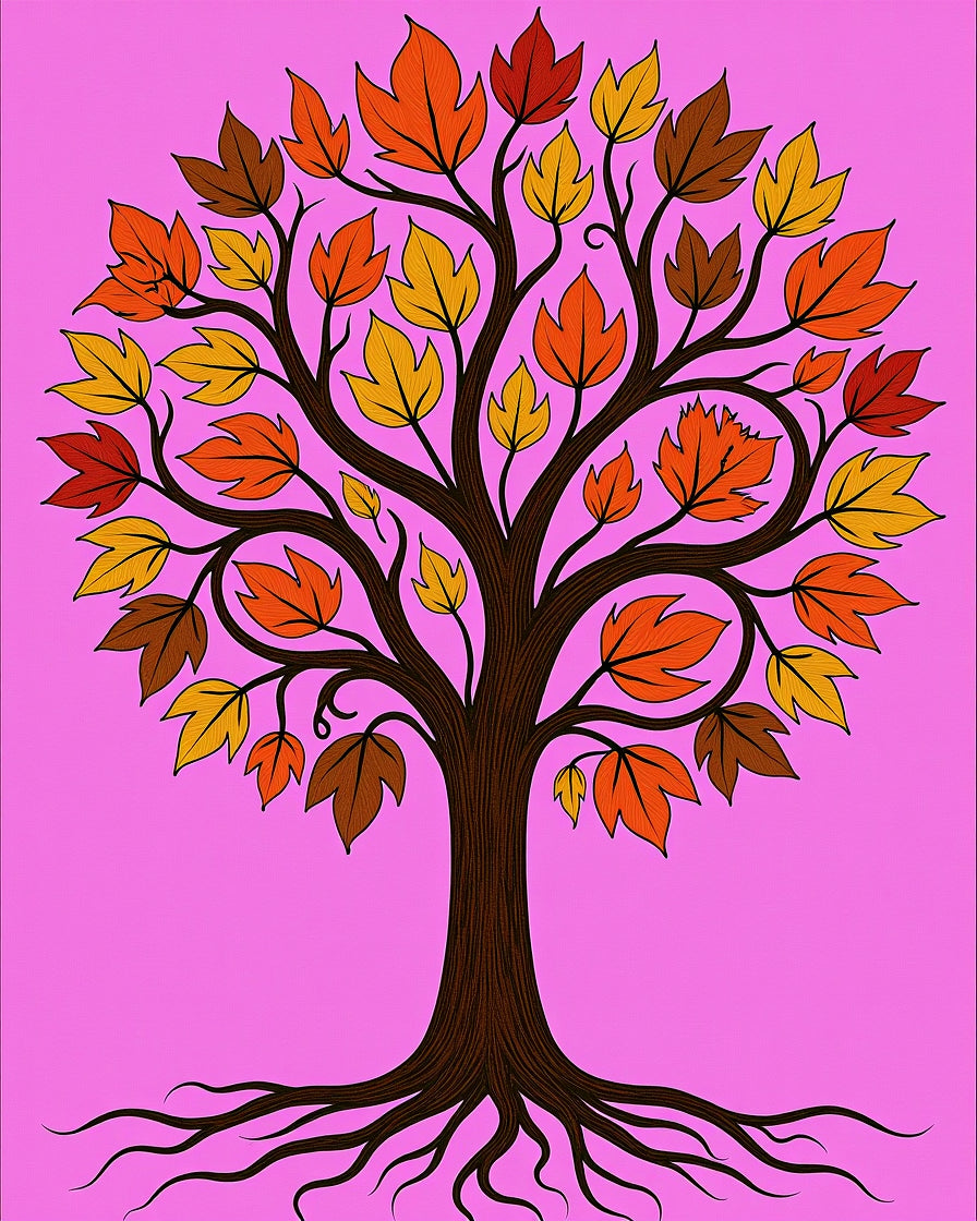 Autumn Tree Orange Yellow Leaf Art Rug