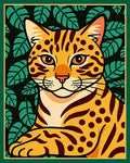 Jungle Cat Among Tropical Leaves Rug