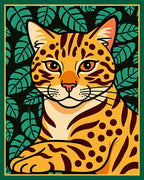 Jungle Cat Among Tropical Leaves Rug