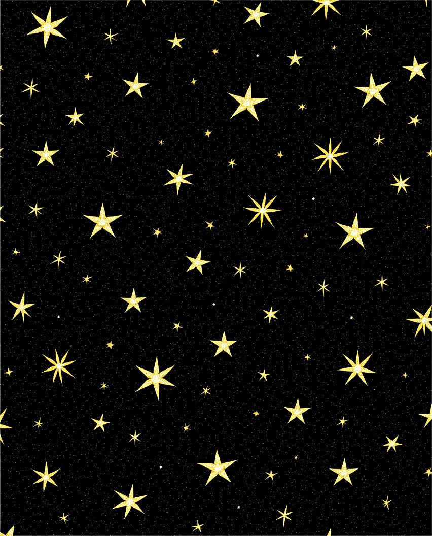 Golden Sparkling Stars Cosmos Rug