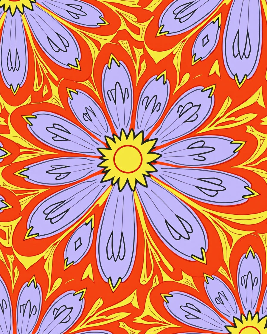 Bold Lavender Orange Floral Radiance Rug