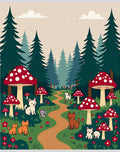 Enchanted Forest Mushroom Woodland Animals Rug