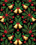Golden Bells Red Holly Swirl Rug