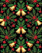 Golden Bells Red Holly Swirl Rug