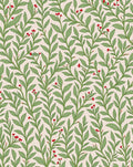 Green Leaf Red Berry Vine Rug