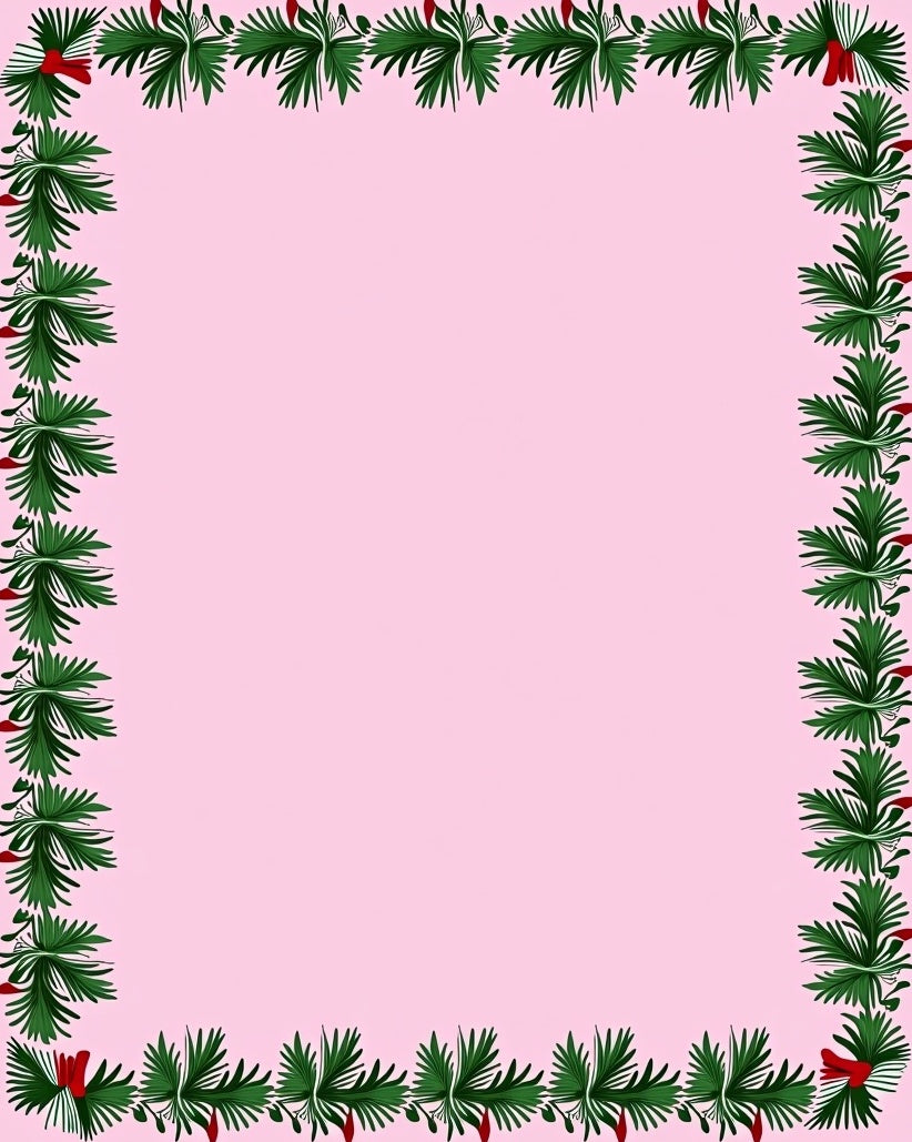 Green Festive Foliage Red Bow Border Rug