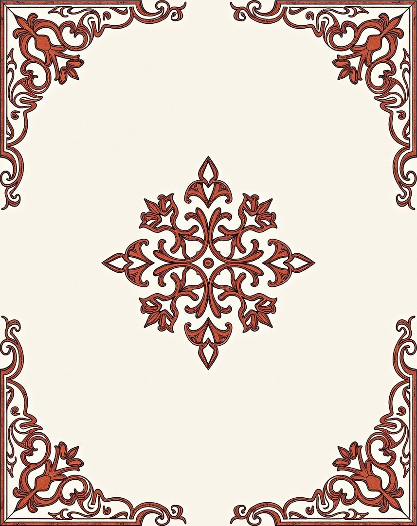 Terracotta Filigree Medallion Ornate Rug