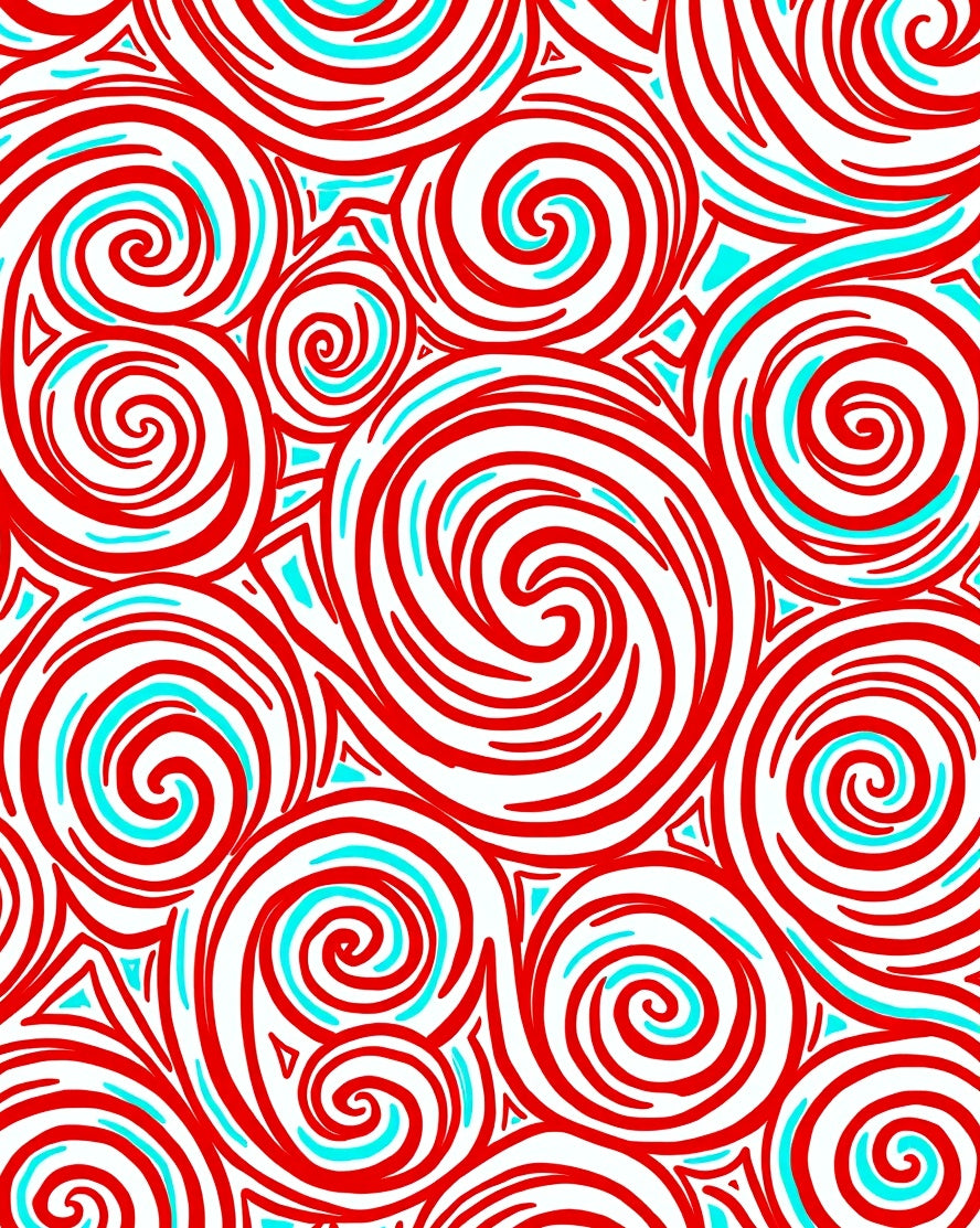 Whimsical Red Swirl Abstract Rug