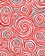Whimsical Red Swirl Abstract Rug