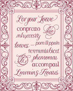 Elegant Burgundy Script Floral Border Rug