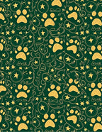 Golden Paw Stars Swirls Emerald Rug