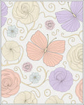 Pastel Butterflies and Blooming Roses Rug