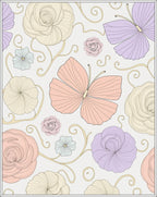 Pastel Butterflies and Blooming Roses Rug