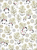 Winter Penguins Pine Boughs Snowflakes Rug