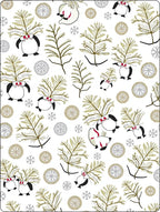 Winter Penguins Pine Boughs Snowflakes Rug