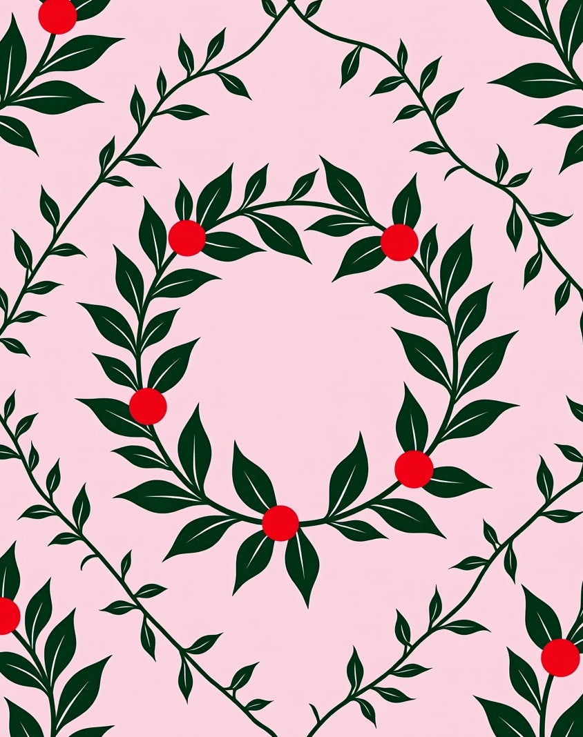 Green Berry Vine Wreath Rug
