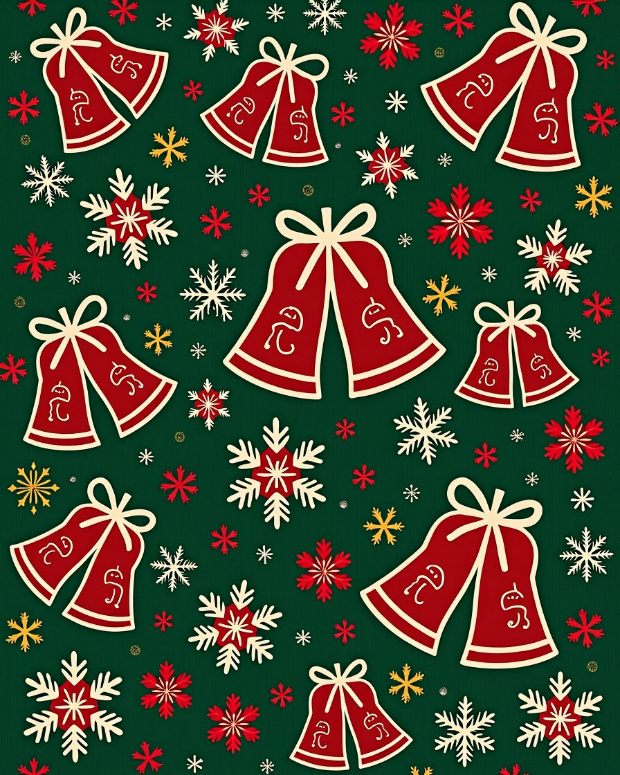 Red Jingle Bells Snowflake Christmas Rug
