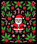 Jolly Santa Red Green Candy Cane Medley Rug