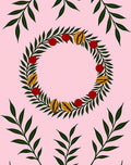Pink Wreath Botanical Floral Red Accent Rug
