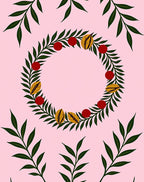 Pink Wreath Botanical Floral Red Accent Rug