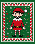 Festive Elf Christmas Holiday Snowflakes Rug