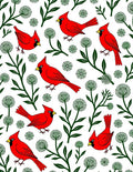 Whimsical Red Cardinal Green Dandelion Blooms Rug