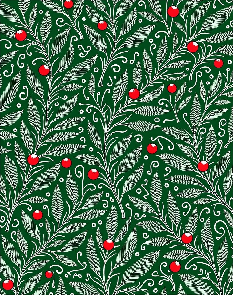 Emerald Green Holly Berry Foliage Rug