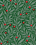 Emerald Green Holly Berry Foliage Rug