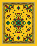 Golden Yellow Floral Motif Medallion Rug