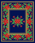 Red Poinsettia Floral Border Frame Rug