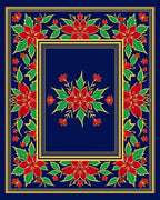 Red Poinsettia Floral Border Frame Rug