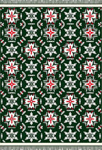 Crimson White Snowflake Emerald Geometric Rug