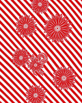Red White Diagonal Stripes Floral Rug