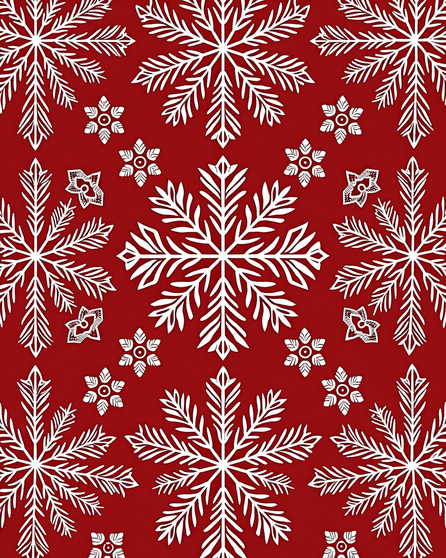 Elegant Red Snowflake Collage Rug