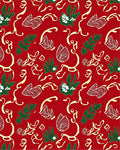 Crimson Evergreen Foliage Swirl Rug