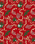 Crimson Evergreen Foliage Swirl Rug