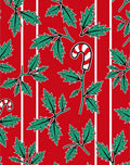 Red Green Holly Candy Cane Stripe Rug
