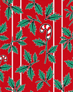 Red Green Holly Candy Cane Stripe Rug