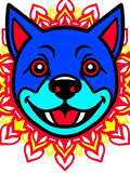 Bold Blue Dog Mandala Radiant Design Rug