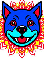 Bold Blue Dog Mandala Radiant Design Rug