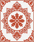 Crimson Floral Medallion Radial Rug