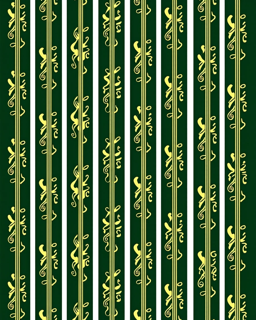 Emerald Gold Baroque Vertical Stripe Rug