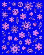Pink Snowflake Scatter Blue Field Rug